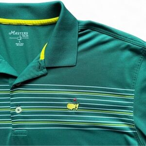 Masters Tech Polo Shirt Mens Large Green Striped The Masters Tournament Golf Fan